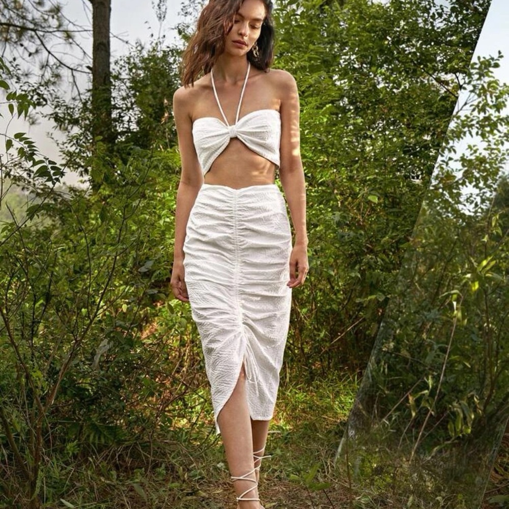 Two piece halter & drawstring skirt set